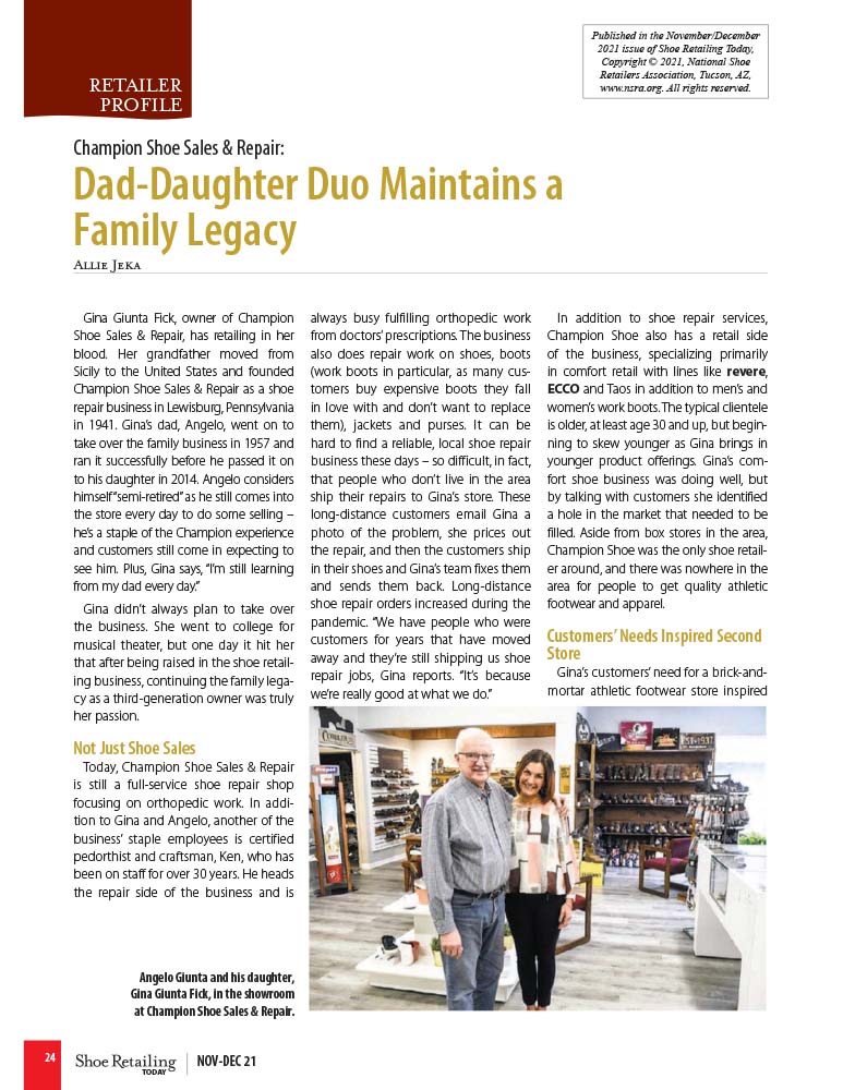 Champion Shoe Sales & Repair: Dad-Daughter Duo Maintains a Family Legacy